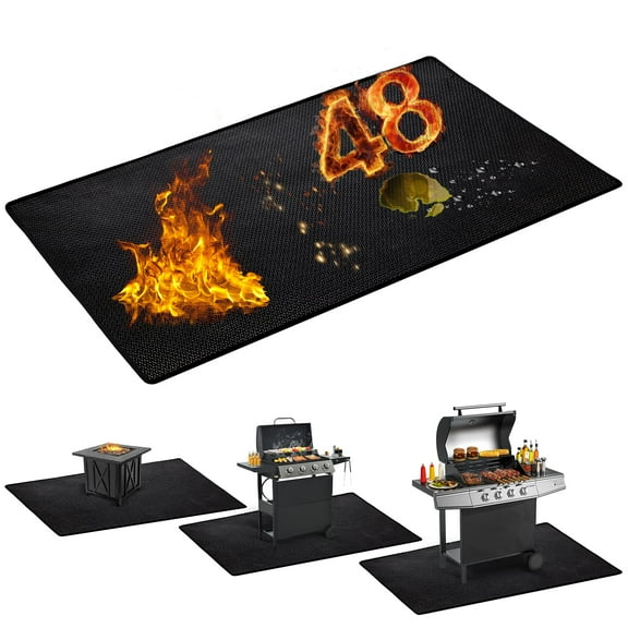 48 x 36 inch Under Grill Mats for Outdoor Grill，3 Layers Fireproof Oil-Proof and Water-Proof for Outerdoor BBQ