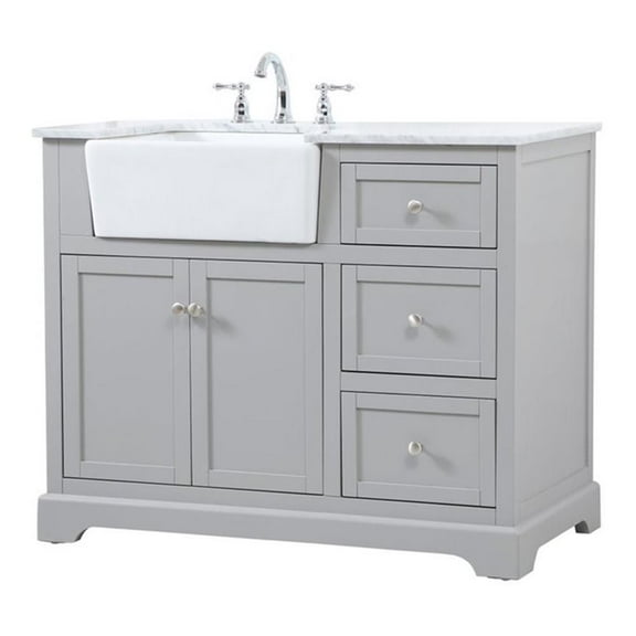 Elegant Decor Franklin 42" Aluminum MDF Single Bathroom Vanity in Gray