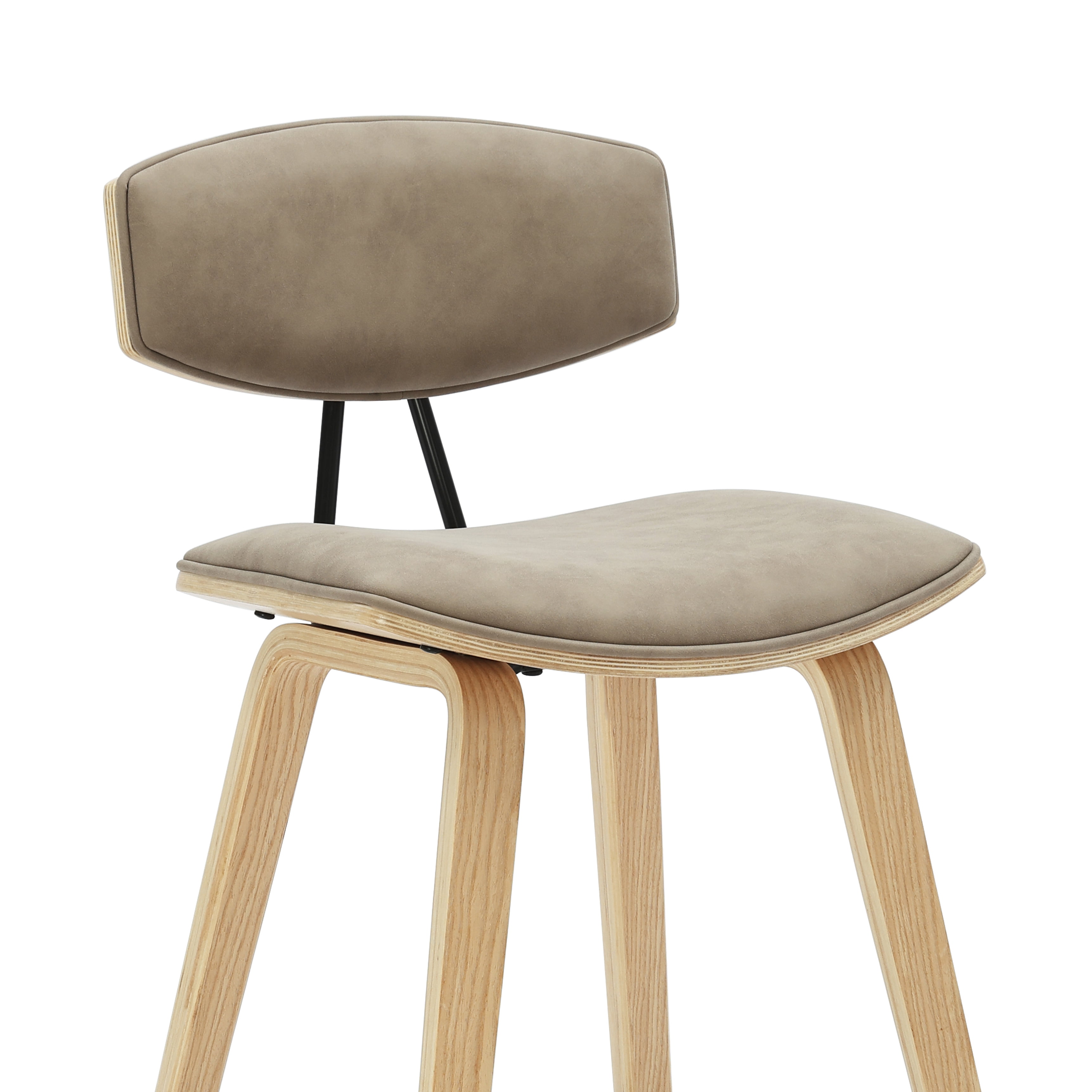 Fox 36 in. H Counter Height Vintage Taupe Curved Back Wood Bar Stool with Faux Leather Seat Set of 3