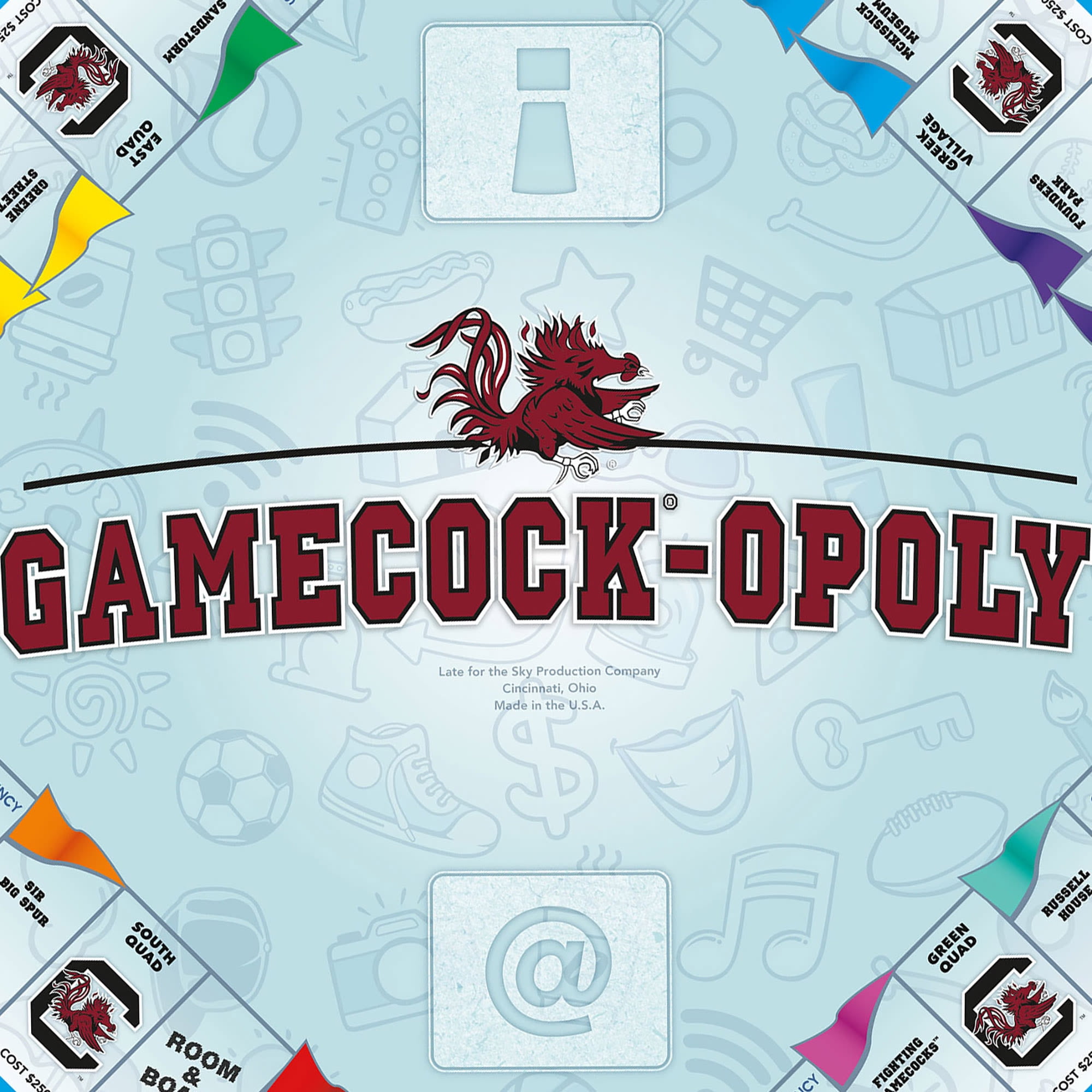 Late For The Sky: Gamecock-Opoly - University Themed Family Board Game, Opoly-Style Game Night, Traditional Play Or 1 Hr Version, Ages 8+, 2-6 Players