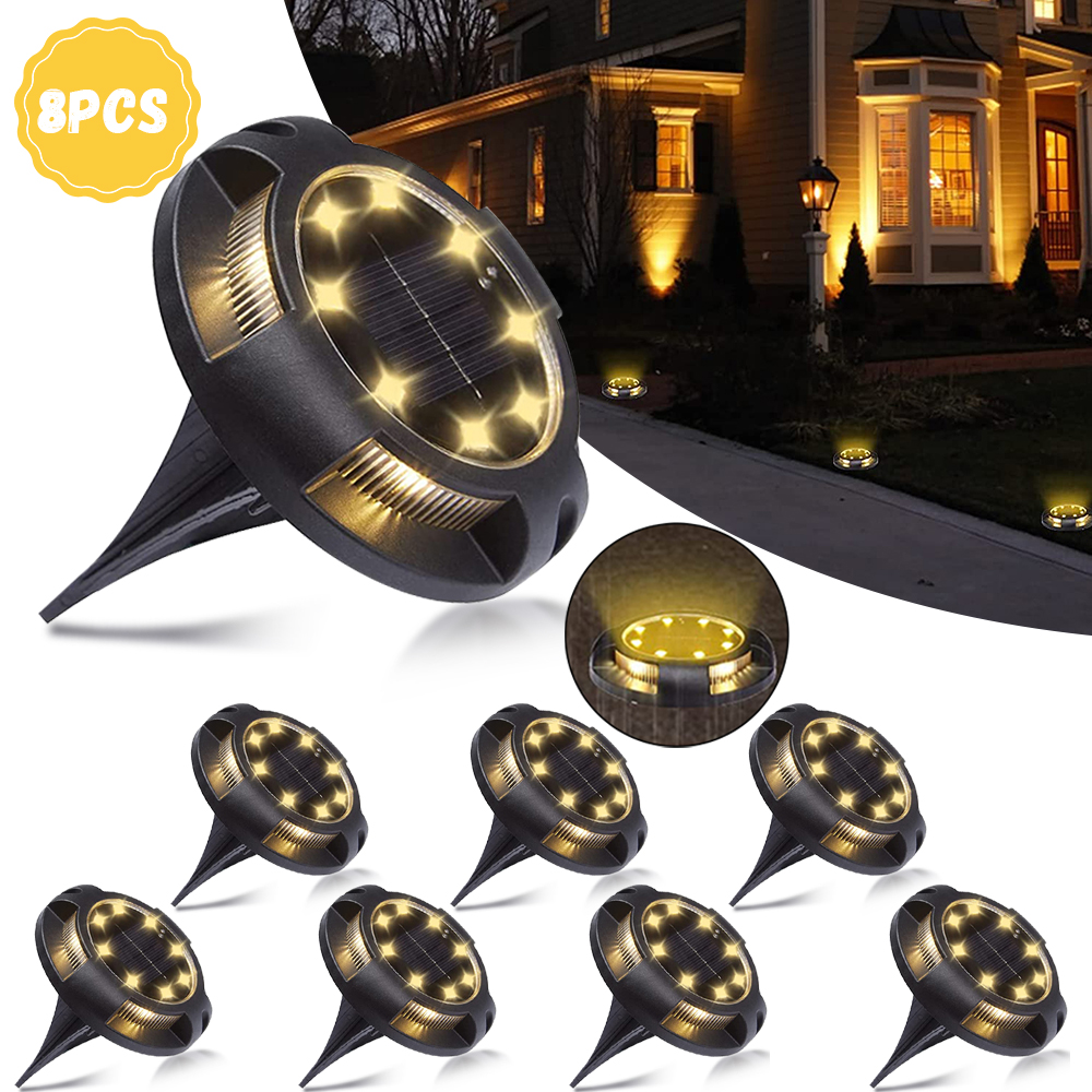 Giugt Solar Ground Lights, 12 Lamp Beads Outdoor Solar Disk Lights