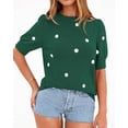 thumbnail image 3 of BTFBM Womens Sweaters Polka Dot Short Sleeve Sweater for Women Crew Neck Knit Summer Tops Business Dressy Casual Blouses, 3 of 9