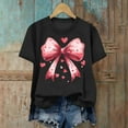 thumbnail image 5 of Craaazy Women's Bow Prints Fashion Round Neck Short Sleeved T-shirts Gifts, 5 of 6