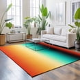 thumbnail image 3 of Large Area Rugs 8'x10', Orange Black Teal Ombre Carpet Runner Indoor Outdoor Rugs Home Decor Aesthetic, Contemporary Gradient Abstract Non Slip Mats Washable Accent Rug for Living Room Bedroom, 3 of 8