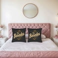 thumbnail image 2 of Set of 2 Decorative Throw Pillow Covers 18x18in - Vintage Black with Cursive ' The Baredes ' & Ornate Green Orange Patterns for Couch Bed Car, 2 of 8