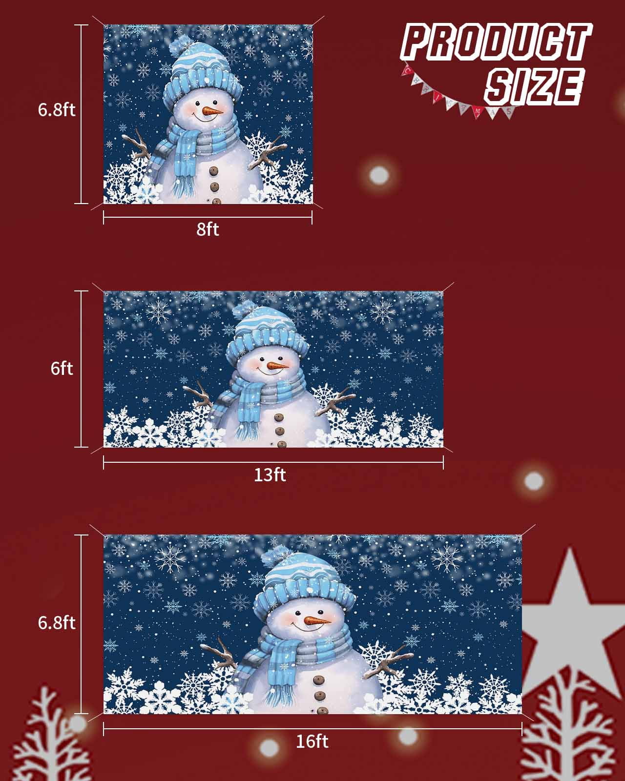 Garage Door Banner Cover 7 x 8 ft, Blue Christmas Snowman with Cap Xmas Tree Snowflake Christmas Garage Door Decorations Holiday Christmas Backdrop Decor for Winter New Year Xmas Party