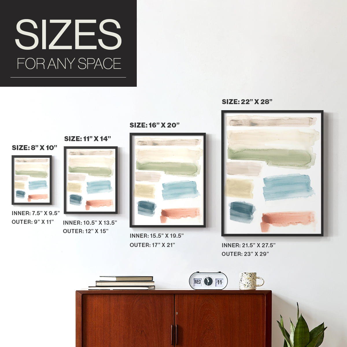 Watercolor Swatches I Framed Print in Black Solid Wood 8 x 10 Framed Print