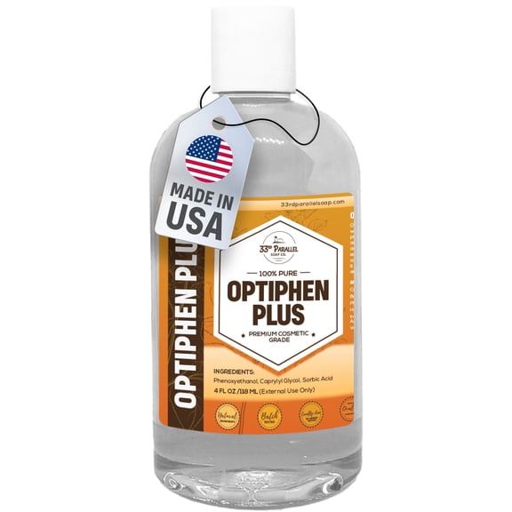 OPTIPHEN PLUS Natural Preservative (4 oz) Paraben-Free; Formaldehyde-Free; Water & Oil Soluble | Suitable for Soap Making, Lotions, Conditioners, Creams & More | Keeps Products Fresh/Safe | 4 Ounces