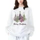 thumbnail image 1 of Sudaderas de historia Gibobby para Mujer Suéter navideño de manga larga con hombros descubiertos y estampado de Árbol de Navidad colorido informal para Mujer Blanco XL, 1 of 4