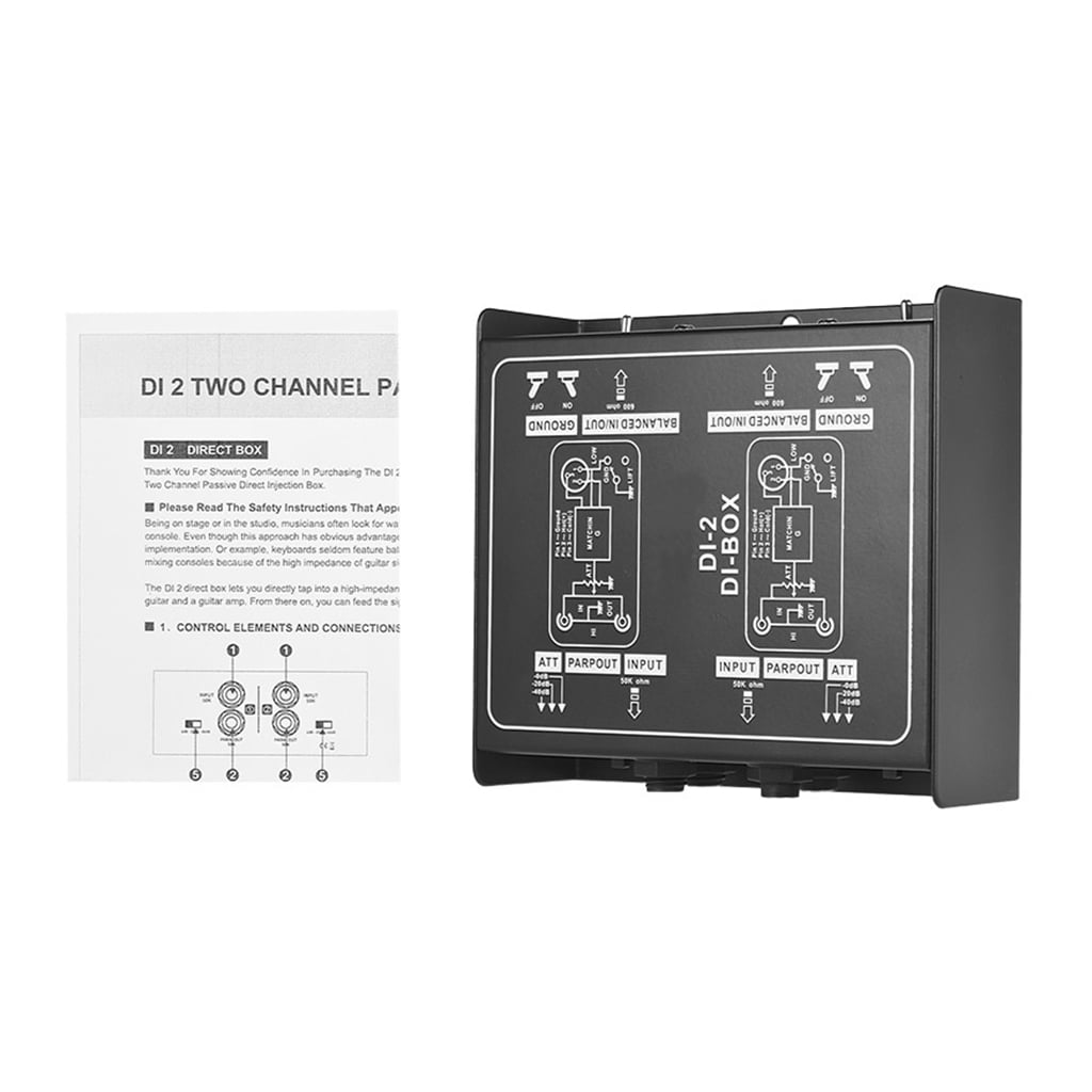 Professional DIRECT BOX Dual-Channel Passive DI-Box Direct Injection Audio Box Balanced & Unbalance Signal Converter