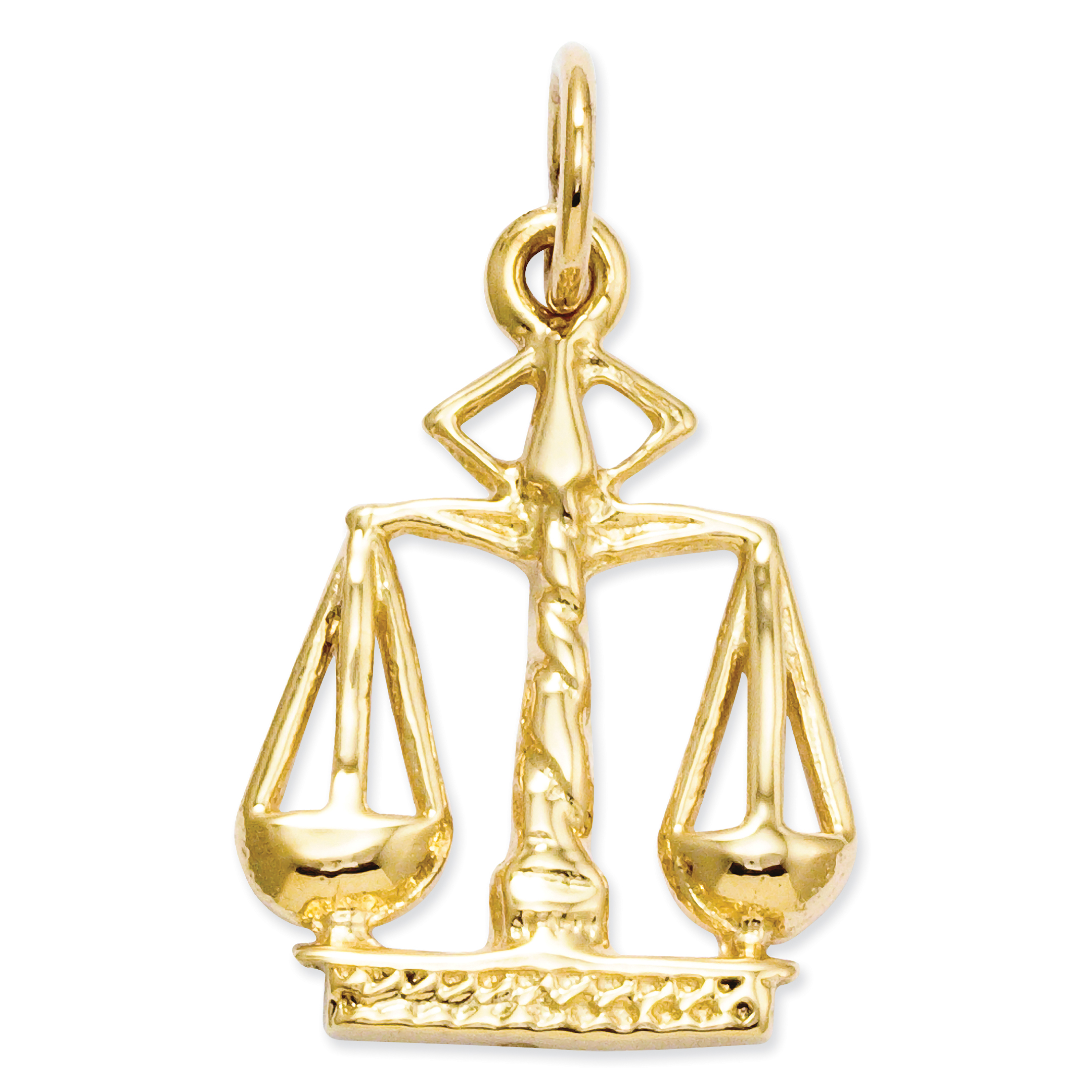 14k White Gold Scales Of Justice Charm - Small Lawyer Jewelry Pendant, 13x17mm