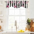 thumbnail image 3 of Pink Roses Tie Up Valance Curtains for Windows, Kitchen Curtains Window Treatments, Romantic Flowers Leaves Floral Black Stripes Short Window Shades Valances for Bedroom Bathroom Cafe 42"x18", 3 of 8