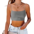 thumbnail image 4 of Lovzfmll Summer Crop Going Out Sleeveless Solid Collar Camisole Tank Top with Scoop Neck for Women, Soft Blouse Gray, M, 4 of 5