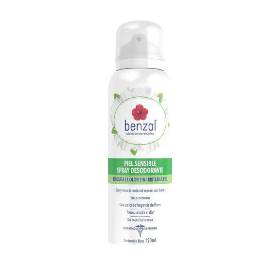 Desodorante íntimo Benzal femenino piel sensible hipoalergénico en spray 120 ml
