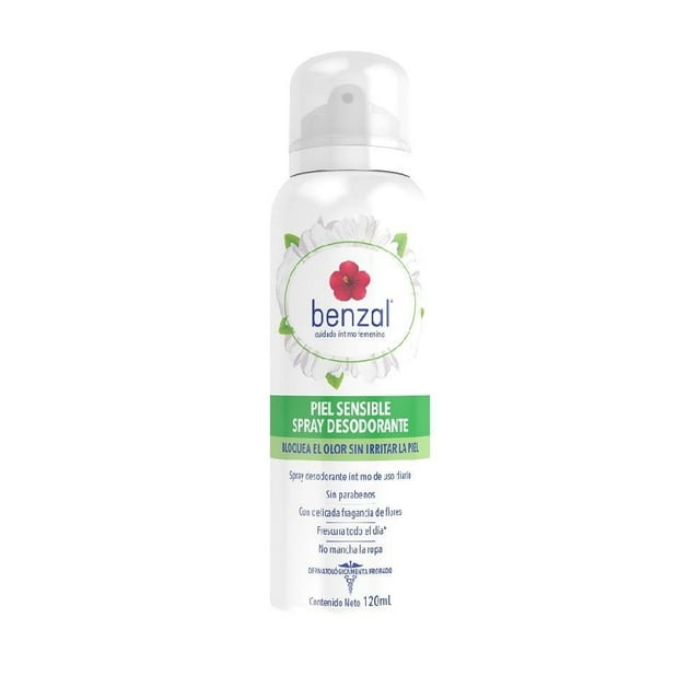 Desodorante íntimo Benzal femenino piel sensible hipoalergénico en spray 120 ml