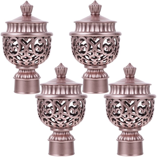 MasteelfCA 4PCS Roman Rod Hollow-out Head Decor Curtain Rod Decorative Head (Rose Gold)