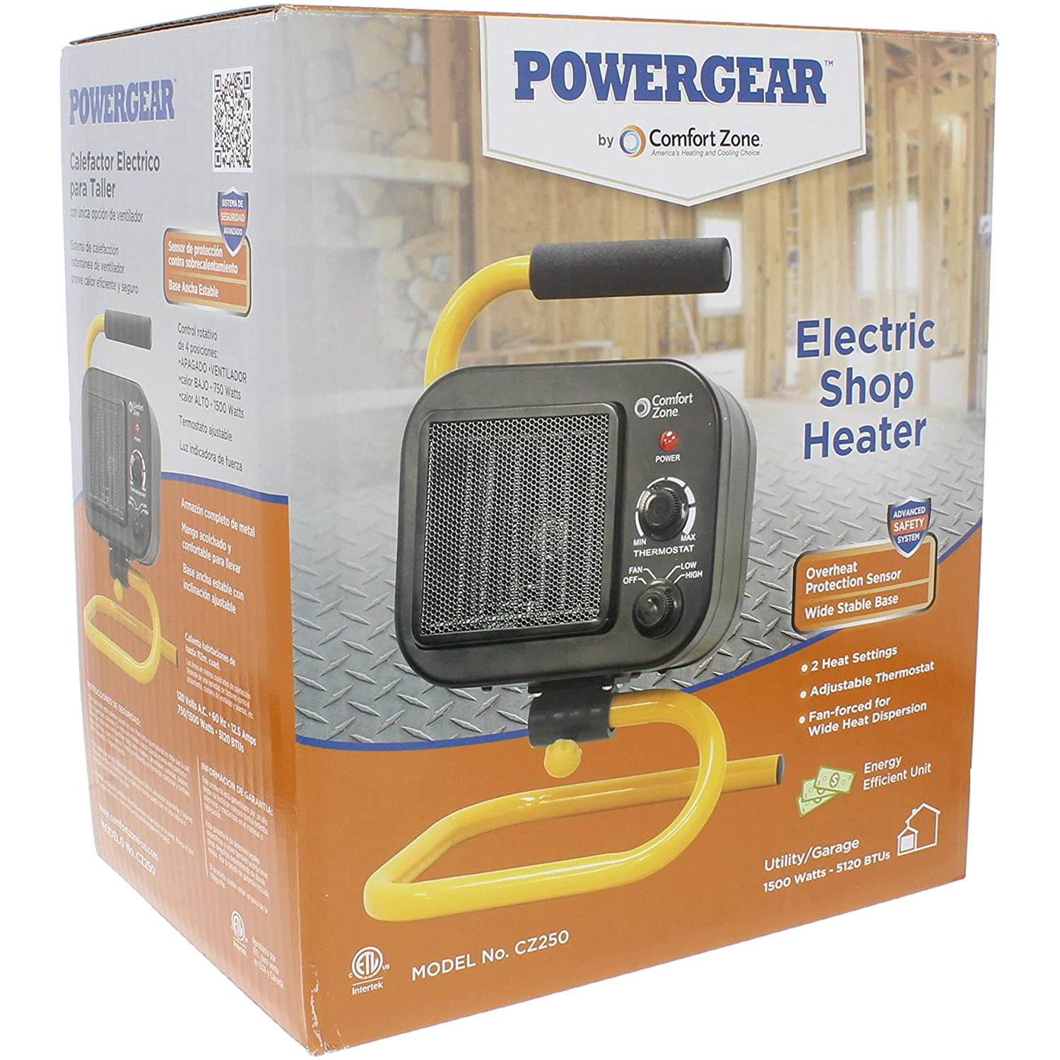 Comfort Zone PowerGear Portable Workshop Utility Electric Space Heater w/  Stand