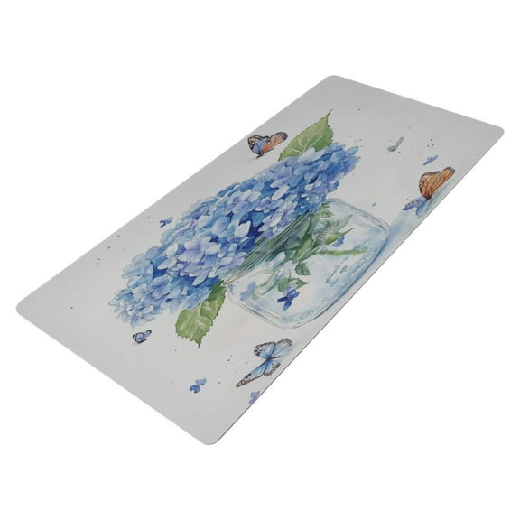 Leather Keyboard and Mouse Desk Mat Office Desk Accessories Protective Office Desk Decor Desk Pad Mat for Gaming, Work from Home, Office Hydrangeas and Butterflies 16.5" x 35.4"