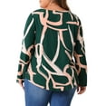 thumbnail image 4 of DARING DIVA Women's Plus V Neck Long Sleeves Casual Blouse 2X Green, 4 of 6