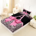 thumbnail image 4 of Erosebridal Pink Leopard Print Twin Sheet Sets,Chic Glitter Print A Alphabet Bedding For Kids Girls 3 Pieces, 4 of 6