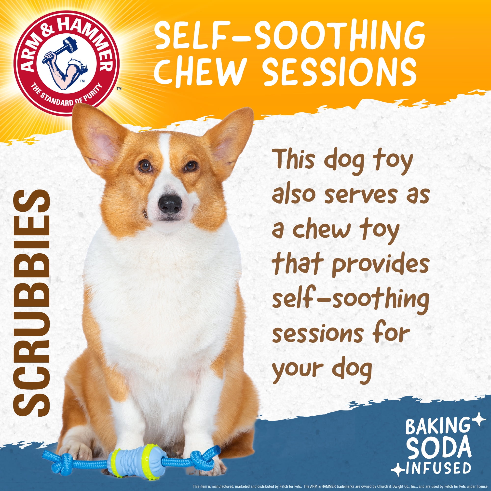 Arm & Hammer Scrubbies Throw N' Tug Adult Dental Dog Chew Toy Small