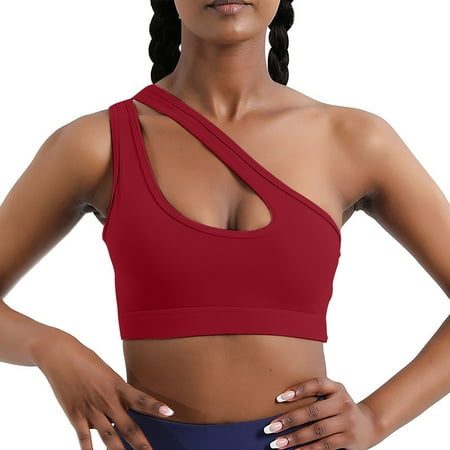 

Clearance! YOHOME Plus Size Tops for Women Womens Summer Tops 2023 Floral Corset Top Solid Color One Shoulder Sports Shockproof High Wine S