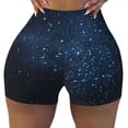 thumbnail image 2 of Lsque Blue Glitter Retro Pattern High Waisted Biker Shorts for Women-Tummy Control Fitness Athletic Workout Running Yoga Gym Shorts,Moisture-Wicking-, 2 of 9
