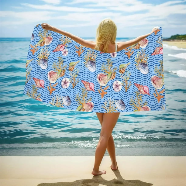 Toalla de playa de fibra fina, ligera, para baño, arena, playa, viajes, piscina, multifuncional, 71 x 152 cm