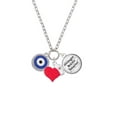 thumbnail image 2 of Delight Jewelry Silvertone Large Blue Evil Eye with AB Crystal Border - Red Heart Nurse Strong Zoe Necklace, 2 of 4