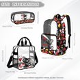 thumbnail image 4 of Kuiaobaty Black Cat Print Clear Backpack and Pencil Case Set for Girls Hearts Floral Print Backpack and Lunch Bag Set See Through PVC Bookbag with Pencil Case for School, Red, 4 of 5