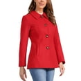thumbnail image 5 of INSPIRE CHIC Women's Peter Pan Collar Single Breasted Overcoat Coat XL Bright Red, 5 of 6