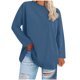 thumbnail image 2 of Fiudx Ofertas Flash Del Día Camiseta Básica de Verano de Color Sólido de Manga Larga con Cuello En V de Gran Tamaño para Mujer, 2 of 5