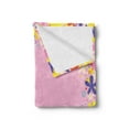 thumbnail image 2 of Party Soft Flannel Fleece Throw Blanket, Girls Birthday Design with Doodle Style Blooming Flowers on Pink Backdrop, Cozy Plush for Indoor and Outdoor Use, 70" x 90", Multicolor and Pink, by Ambesonne, 2 of 5