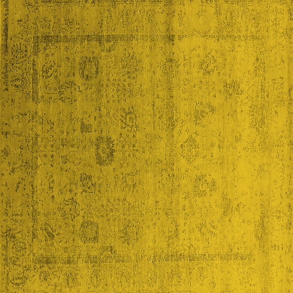 Ahgly Company Indoor Square Oriental Yellow Industrial Area Rugs, 8' Square