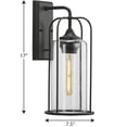 thumbnail image 2 of Watch Hill Collection One-Light Textured Black and Clear Seeded Glass Farmhouse Style Medium Outdoor Wall Lantern, 2 of 2