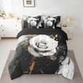 thumbnail image 2 of Homewish White Rose Flower 7-Piece Twin Bedding Sets,Gold Glitter Print Bedding Comforter Set,Valentine'S Day Floral Sheet Sets For Adults,Ultra Soft Home Decor Reversible, 2 of 8