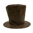 thumbnail image 3 of Sombrero de copa alto de 7,87" para festivales de moda, steampunk, cosplay, fiestas, bailarines, magos. Gamuza marrón, 3 of 9
