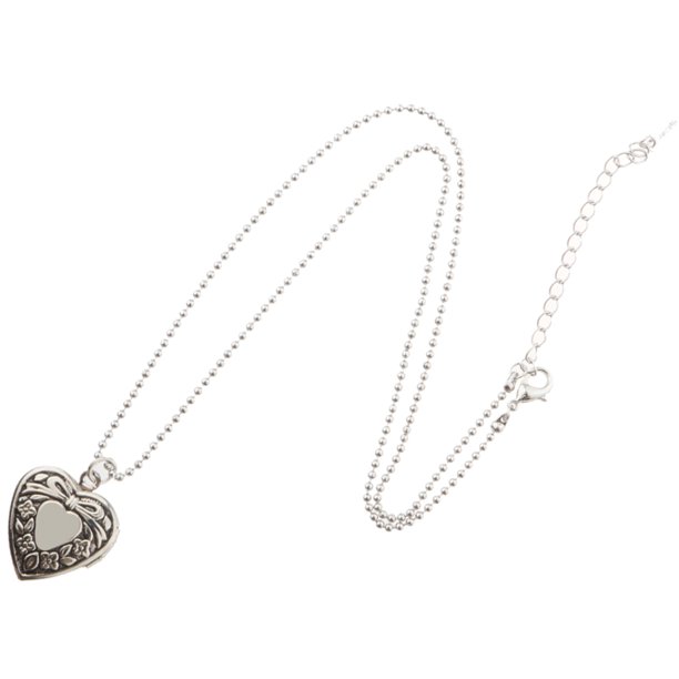 Locket Grabado Grabado Foto Mensaje Marco Colgante Collar - Plata, tal se describe Sunnimix Collar de medallones en forma de corazón