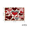 thumbnail image 4 of Amarainy Valentine Hearts Plaid Roses Table Mats Set of 4 for Home Kitchen Table Decor 12x18 inch, 4 of 5