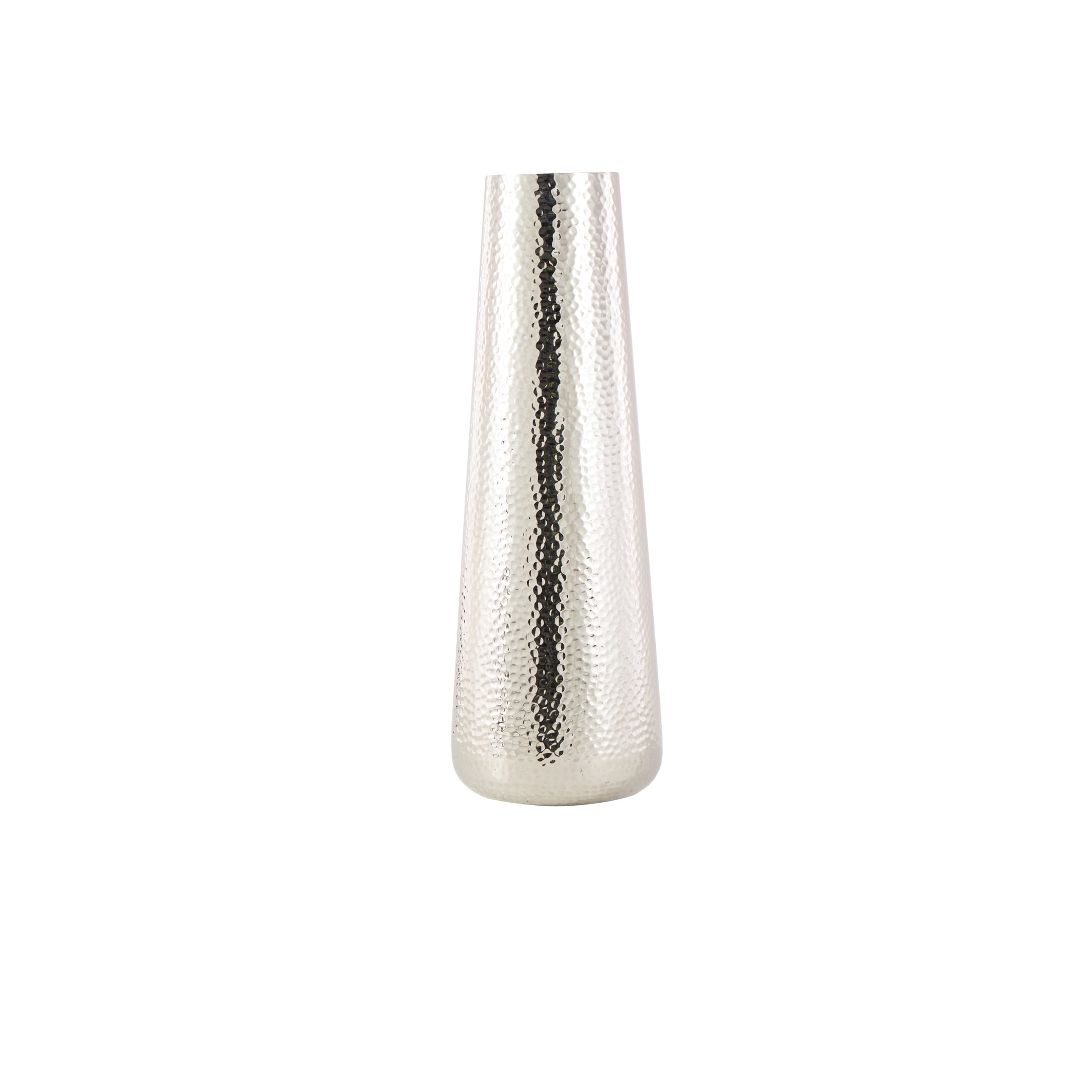 DecMode 31" Tall Hammered Silver Aluminum Metal Vase