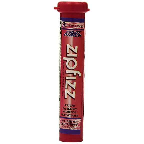 Zipfizz Fruit Punch Healthy Energy Drink Mix 30 Fruit Punch Tubes 07/21 - NEW