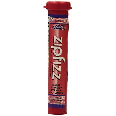 Zipfizz Fruit Punch Healthy Energy Drink Mix 30 Fruit Punch Tubes 07/21 - NEW