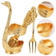 thumbnail image 3 of Gold Creative Dinnerware Set Decorative Swan Base Holder With 6 Spoons Forks For Coffee Fruit Dessert Stirring Mixing Teaspoon, 3 of 11