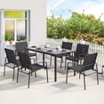 thumbnail image 2 of Outsunny Outdoor Dining Set for 6, Faux Wood Patio Table and Chairs, Black, 2 of 10