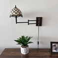 thumbnail image 5 of Tiffany Style Sconce Lamp Plug In Swing Arm Beige Stained Glass Crystal Beans LED Bulb Included 13”W*8”D*15”H, 5 of 7