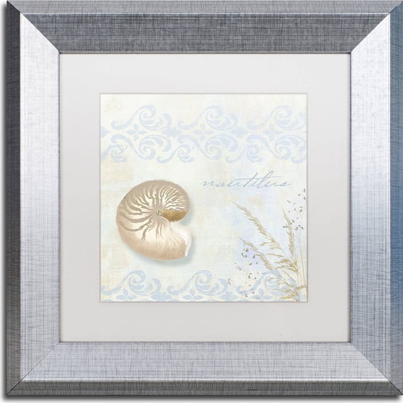 Trademark Fine Art "She Sells Seashells I" Canvas Art by Color Bakery, White Matte, Silver Frame
