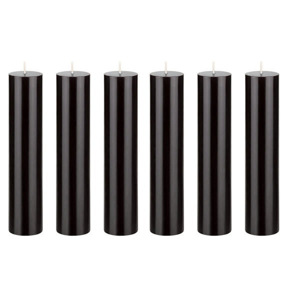 Mega Candles 6 pcs Unscented Black Round Pillar Candle, Hand Poured Premium Wax Candles 2 Inch x 9 Inch, Home Décor, Wedding Receptions, Baby Showers, Birthdays, Celebrations, Party Favors & More
