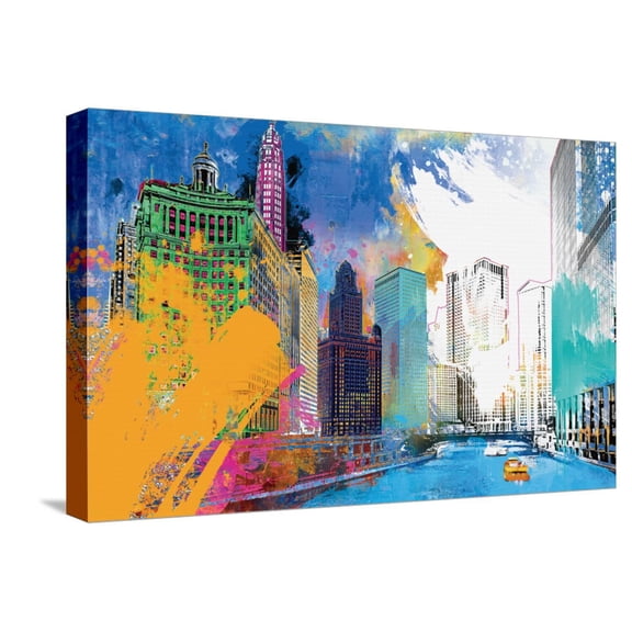 Art.com Chicago Impression Stretched Canvas Print Wall Art by Porter Hastings, 24" x 16"
