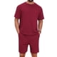 thumbnail image 1 of INSPIRAR CHIC Camiseta de Cuello Redondo Texturizada Casual para Hombre y Pantalones Cortos Conjuntos de 2 Piezas XL Burdeos, 1 of 6