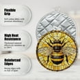 thumbnail image 3 of 4 PCS Pot Holders for Kitchen,Potholders Sets with Hook for Oven,Cooking,Baking,Circular Stained Glass With Bumblebee, 3 of 7